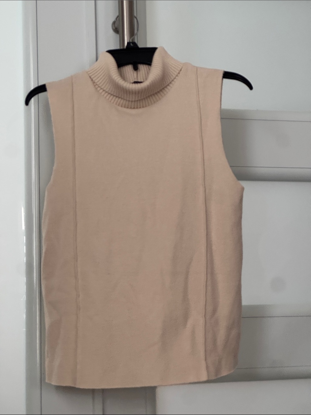 Zara Beige Sleeveless Turtleneck Top